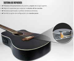 GUITARRA ELECTROACÚSTICA DE 12 CUERDAS (DOCEROLA) BAMBOO INCLUYE BRIDGE DOCTOR Y FUNDA ACOLCHADA | GA-4012- MAHOGANY-BK-Q N