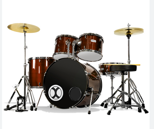 BATERIA PROFESIONAL MARRON RAYADO 5PZAS ARO CLR CROM EXTREME | EXBT082 N