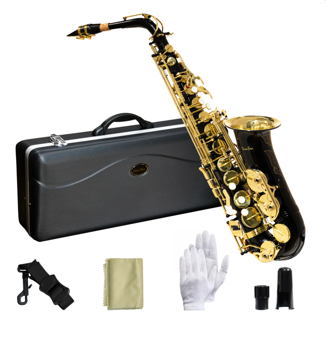SAXOFON ALTO Eb NEGRO LLAVES Y PABELLON DORADO SILVERTONE | SLSX020 N