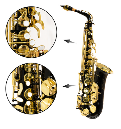 Saxofon Alto Eb Negro Llaves y Pabellon Dorado Silvertone