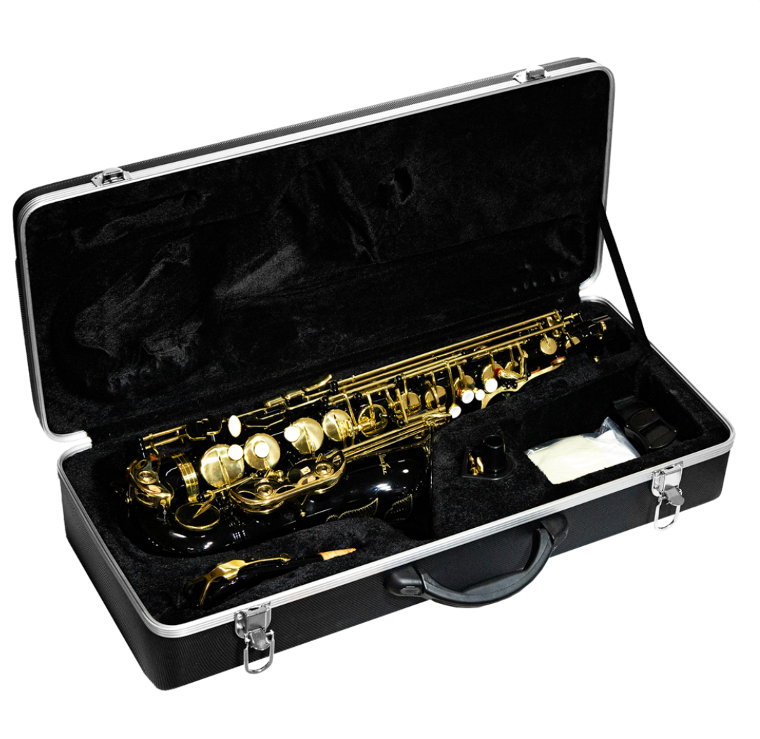 SAXOFON ALTO Eb NEGRO LLAVES Y PABELLON DORADO SILVERTONE | SLSX020 N