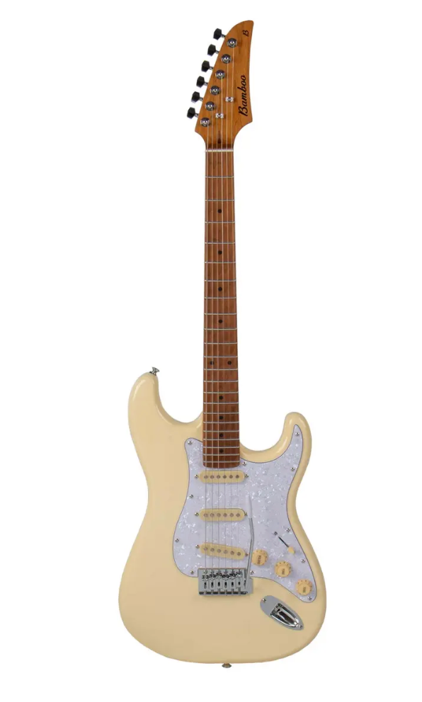 Guitarra Electrica tipo strato "SSS" Bamboo Blanca