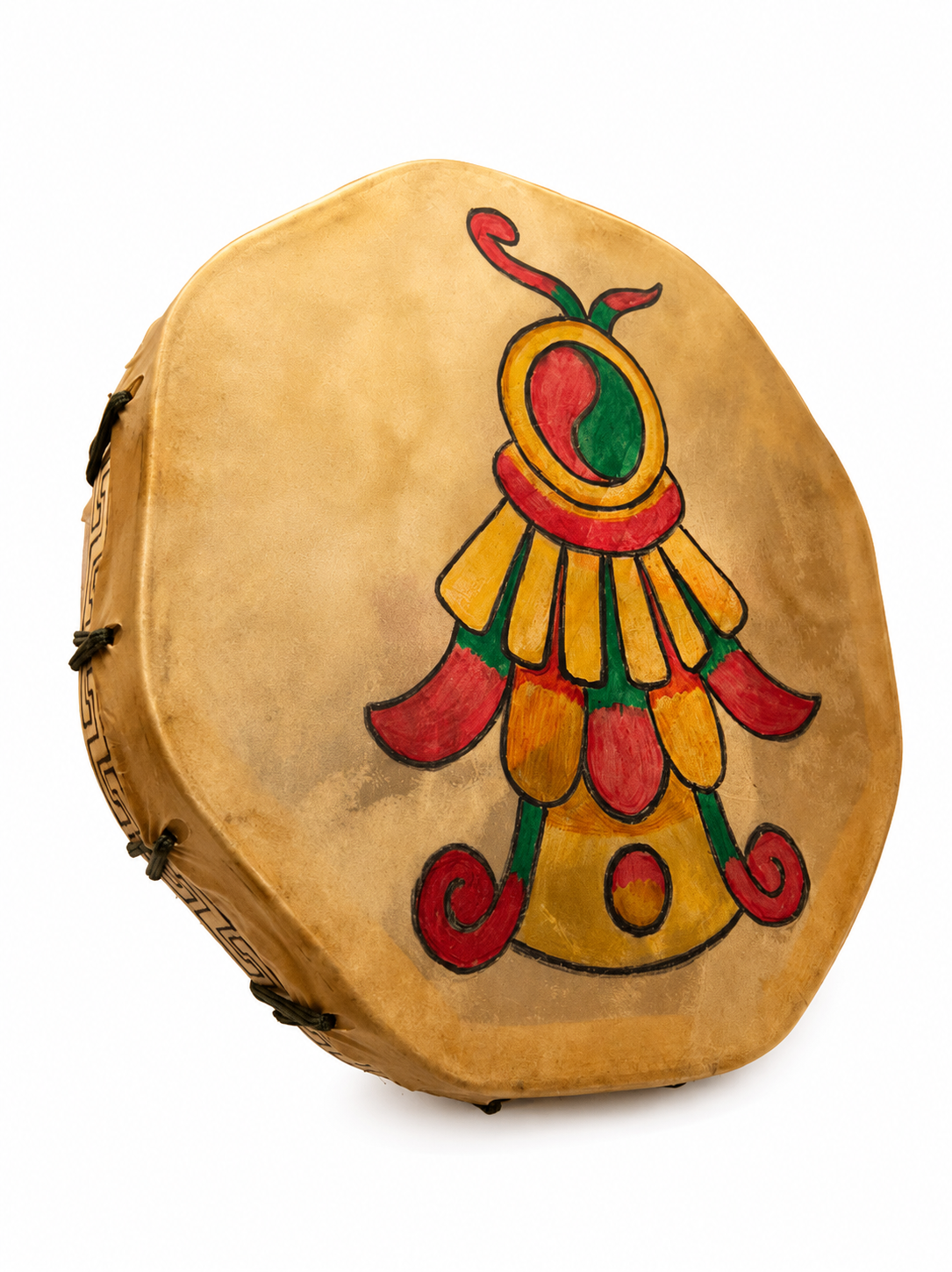 Tambor ceremonial de cuero