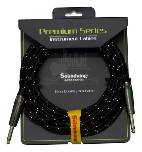 Cable Forrado con Tela Color Negro para Instrumento (plug a Plug) 6mts | Bjj009-6m N