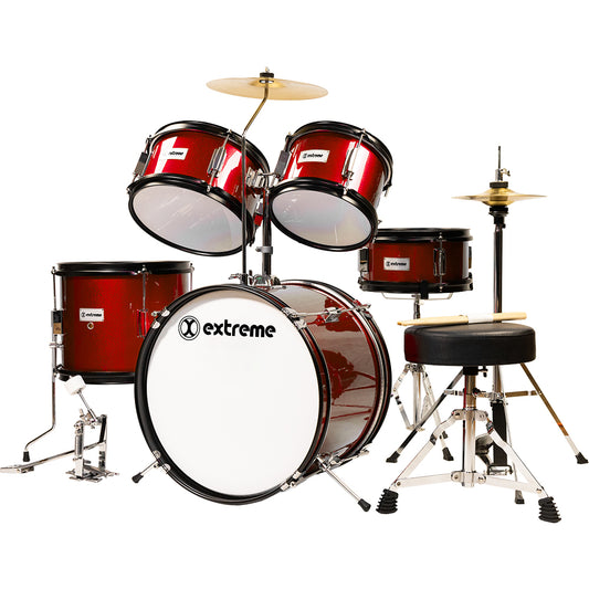 BATERIA JUNIOR 5 PIEZAS ROJA ARO NEGRO EXTREME | EXBT024 N