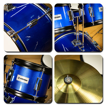 Bateria Junior 5 Piezas Azul Aro Negro Extreme