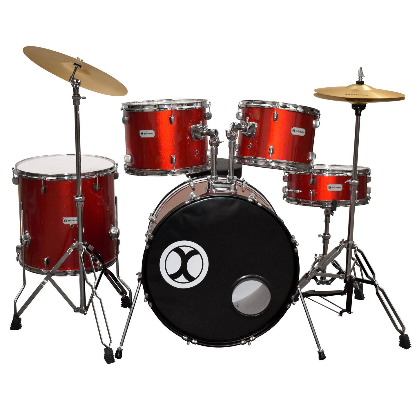 BATERIA PROFESIONAL ROJO METALICO 5PZS ARO CLR CROMO EXTREME | EXBT062 N