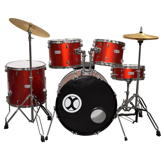 BATERIA PROFESIONAL ROJO METALICO 5PZS ARO CLR CROMO EXTREME | EXBT062 N