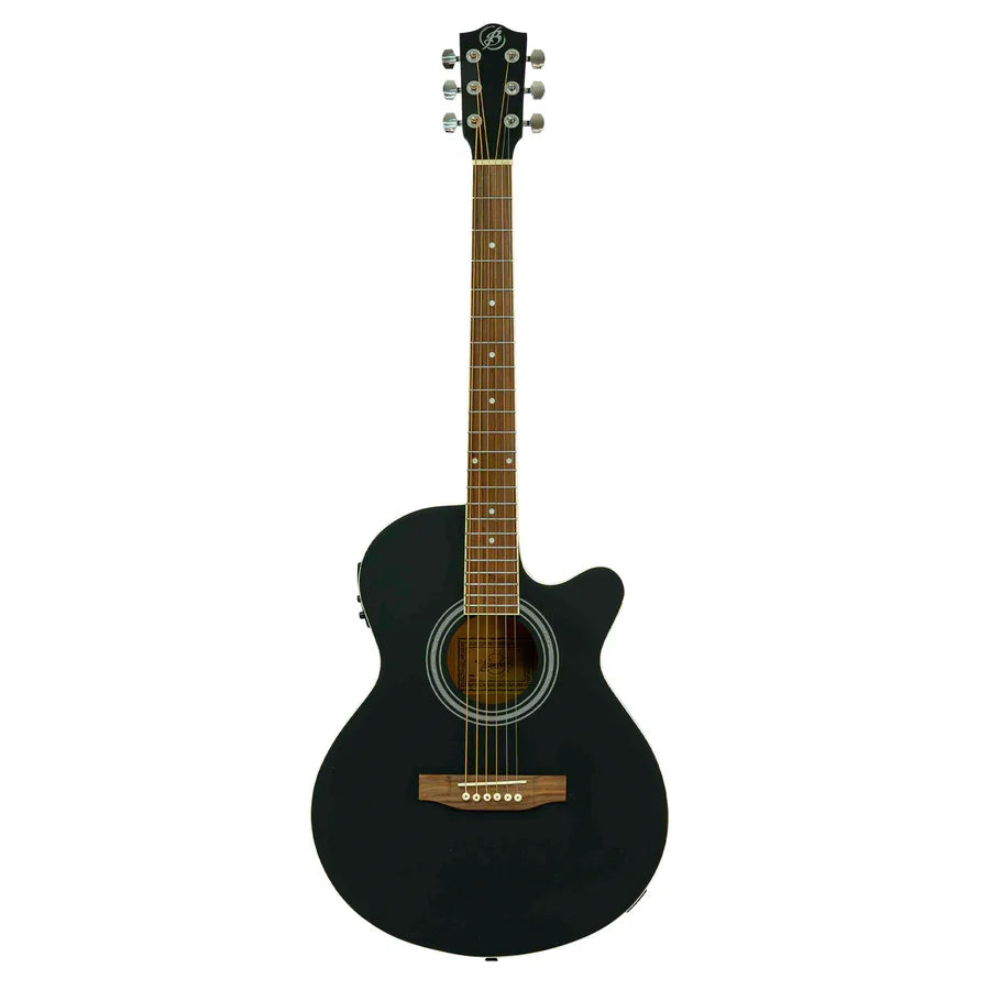 GUITARRA ELECTROACÚSTICA BAMBOO DE 40" CON CORTE INCLUYE FUNDA GA-40-BK-Q N