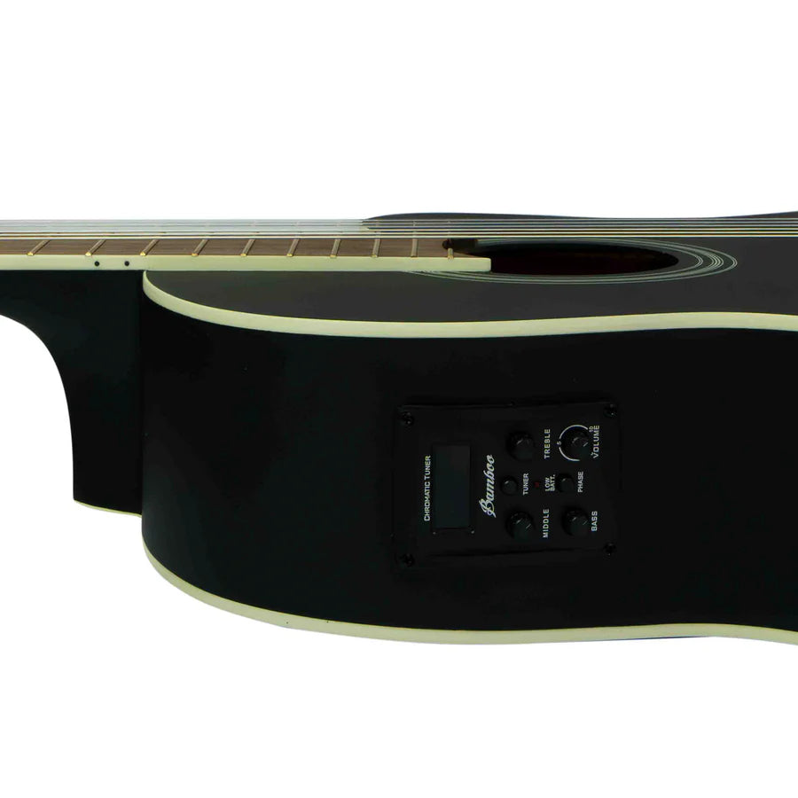 GUITARRA ELECTROACÚSTICA BAMBOO DE 40" CON CORTE INCLUYE FUNDA GA-40-BK-Q N