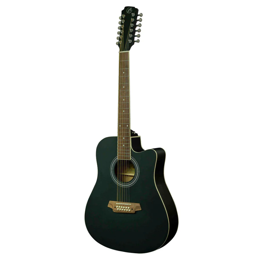 GUITARRA ELECTROACÚSTICA DE 12 CUERDAS (DOCEROLA) CON BRIDGE DOCTOR, CORTE INCLUYE FUNDA | GA-4012-BK-Q N
