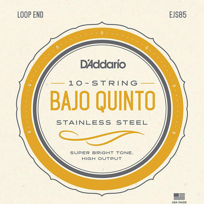 Juego de Cuerdas D'Addario EJS85 Bajo Quinto Acero Inoxidable