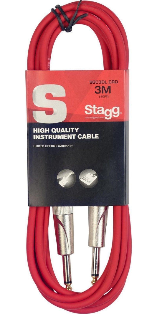 CABLE DE INSTRUMENTO ROJO STAGG, PLUG/PLUG 3 M, CONECTORES SGC3DL CRD N