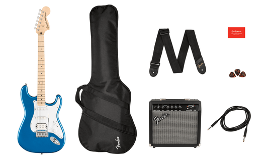 PAQUETE GUITARRA ELECTRICA FENDER STRATOCASTER HHS AFFINITY SERIES AZUL LAKE PLACID N