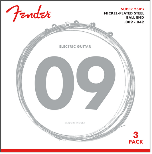 ENCORDADURA FENDER GUITARRA ELECTRICA 3-PACK 250L NPS BALL END 9-42 N