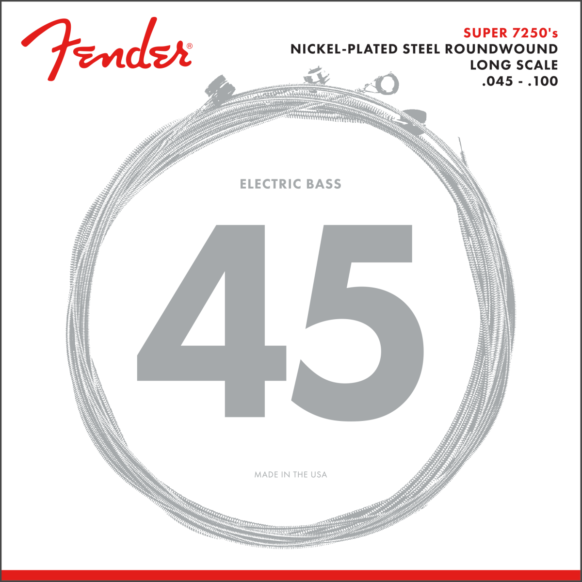CUERDAS PARA BAJO ELECTRICO  FENDER  SUPER 7250'S NICKEL PLATED  45-100 N