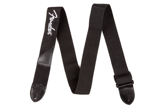 THALY FENDER 2" BLK POLY STRAP, WHT FENDER N