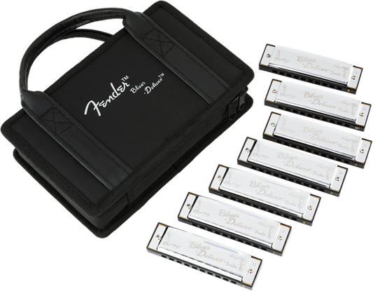 PAQUETE DE 7 ARMONICAS FENDER BLUES DELUXE CON ESTUCHE N