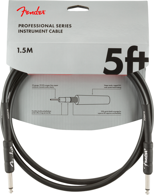 CABLE DE INSTRUMENTO FENDER SERIE PROFESSIONAL NEGRO 1.5M