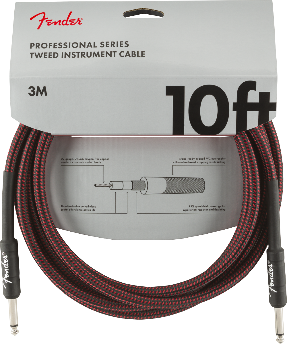 CABLE PARA INSTRUMENTO FENDER TEXTURIZADO PROFESIONAL SERIES 3M ROJO N