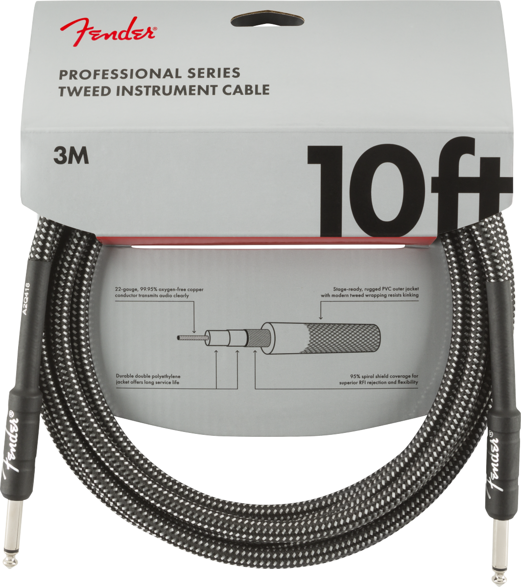 CABLE PARA INSTRUMENTO FENDER TEXTURIZADO PROFESIONAL SERIES 3M NEGRO/GRIS