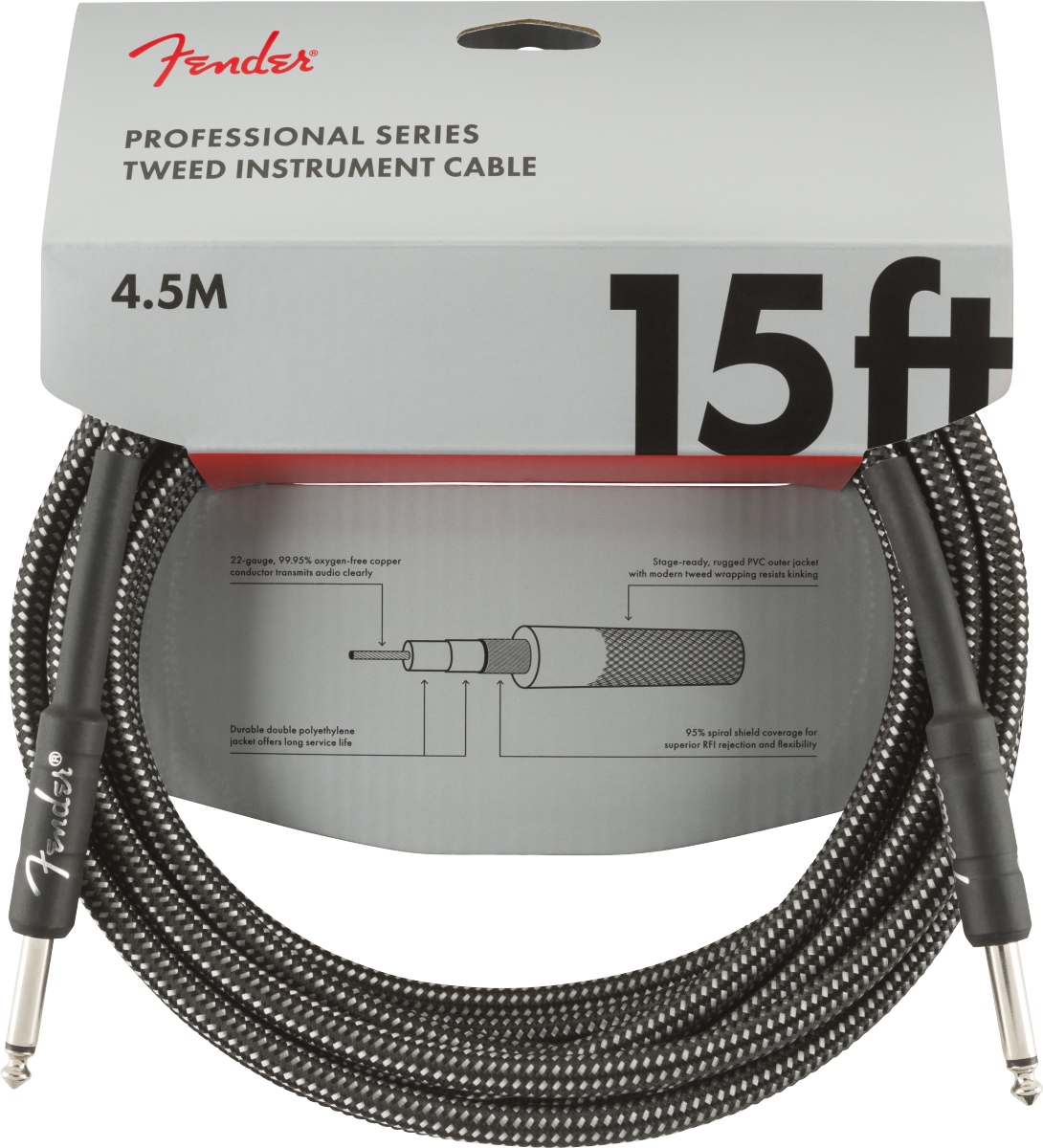 CABLE PARA INSTRUMENTO FENDER TEXTURIZADO PROFESIONAL SERIES 4.5M GRIS OSCURO N