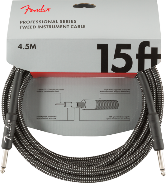 CABLE PARA INSTRUMENTO FENDER TEXTURIZADO PROFESIONAL SERIES 4.5M GRIS OSCURO N