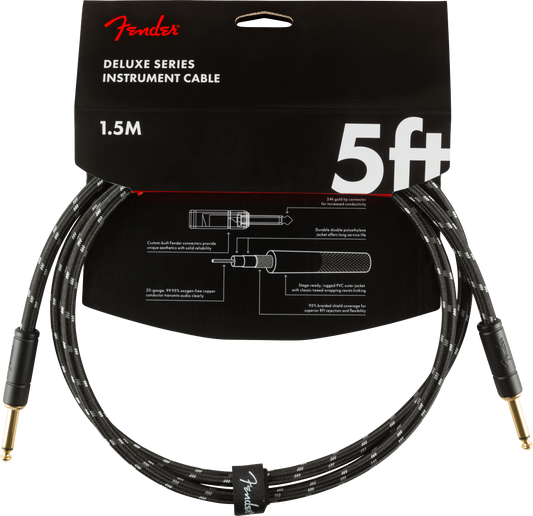 CABLE DE INSTRUMENTO FENDER DE LA SERIE DELUXE, TWEED NEGRO 1.5M N