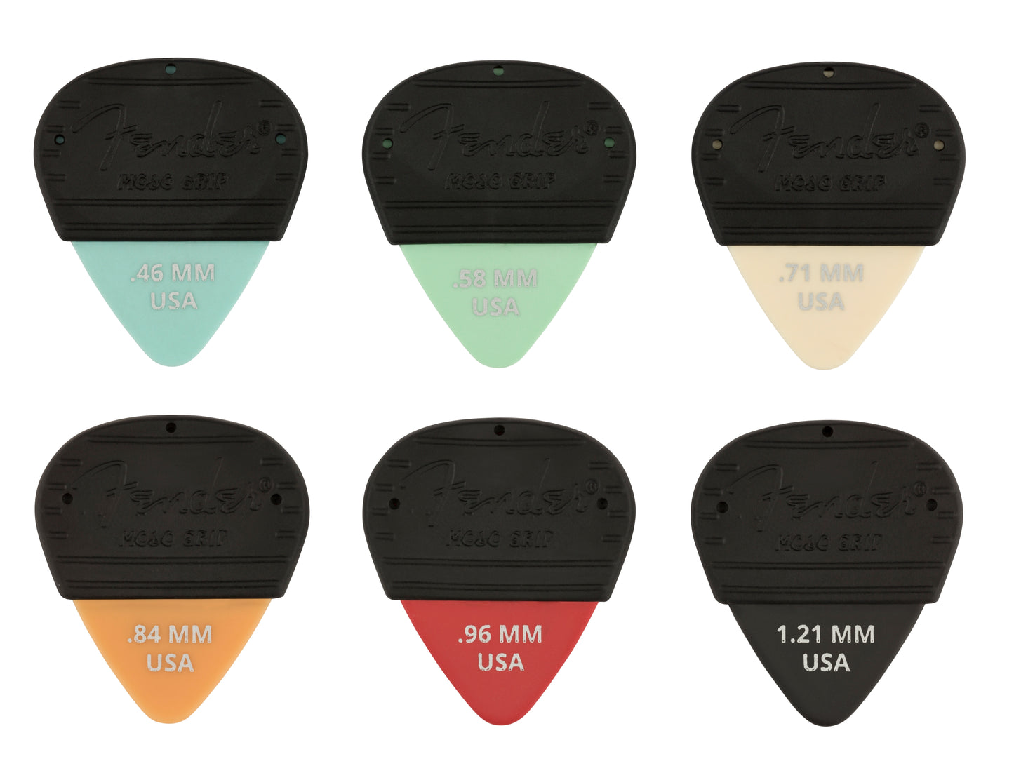 PÚAS FENDER  MOJO GRIP PICKS, DURA-TONE DELRIN PAQUETE DE 3 PZAS .46 MM AZUL N