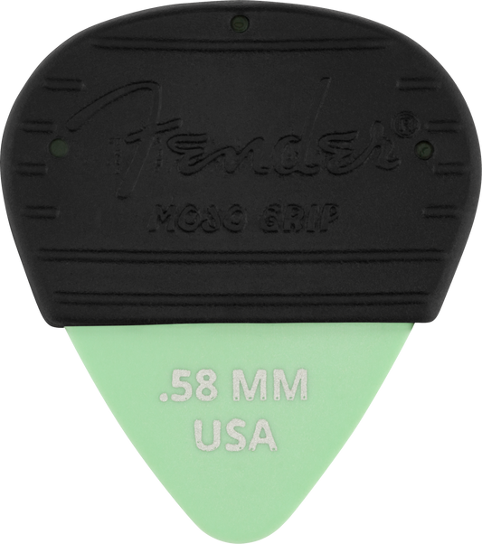 PÚAS FENDER  MOJO GRIP PICKS, DURA-TONE DELRIN PAQUETE DE 3 PZAS .58 MM VERDE N