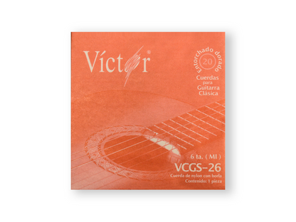Paquete de 6 Cuerdas para Guitarra Clas Victor Entorchado Dorado 6ta N