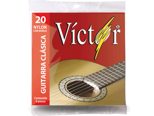ENCORDADURA VICTOR PARA GUITARRA, NYLON NEGRO CON BORLA N