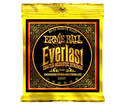 Encordadura Ernie Ball ''everlast Coated Light'' para Guitarra Acustica (bronce, 0.011-0.052)