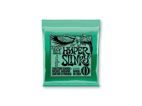 ENCORDADURA ERNIE BALL ''HYPER SLINKY'' PARA GUITARRA ELECTRICA (NIQUEL, 0.008-0.042)