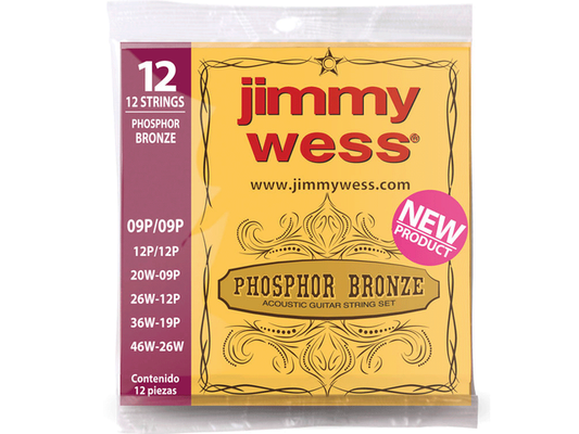 ENCORDADURA GUITARRA ACUSTICA JIMMY WESS 12 CDAS BRONZE ,9 N