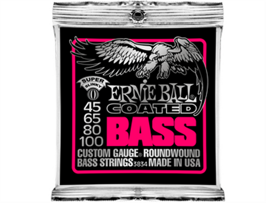 ENCORDADURA ERNIE BALL "COATED SUPER SLINKY" PARA BAJO ELECTRICO (NIQUEL 45-100)