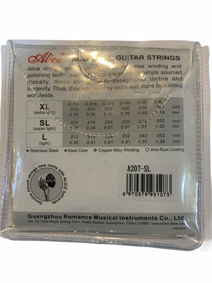Juego de Cuerdas para Guitarra Acustica Texana 11/52 Fosforo-bronce Alice ⌘ A207sl N
