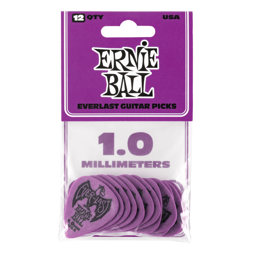 PUAS PARA GUITARRA ERNIE BALL EVERLAST NYLON .1.0 mm MORADO PAQUETE DE 12 PZAS 9193 N