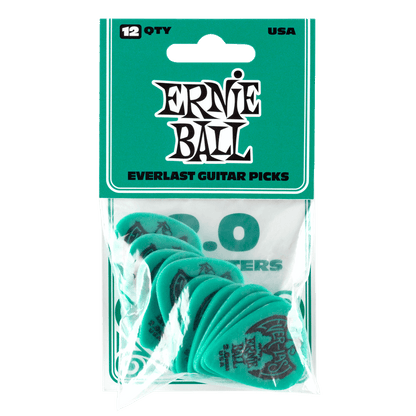 Puas para Guitarra Ernie Ball Everlast Nylon 2.0 Mm Verde Paquete de 12 Pzas 9196