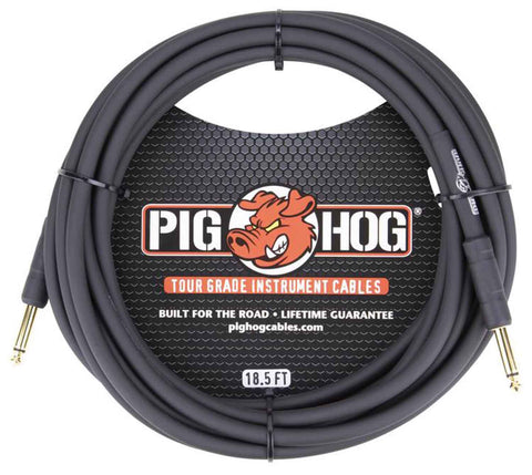 CABLE PARA INSTRUMENTO 5.64mt 1/4"-1/4" PIG HOG NEGRO PH186 N