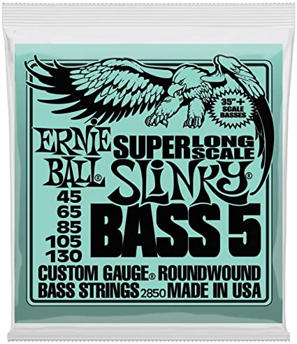 ENCORDADURA ERNIE BALL "SLINKY - LONG SCALE" PARA BAJO ELECTRICO, 5 CUERDAS (NIQUEL, 0.045-0.130)