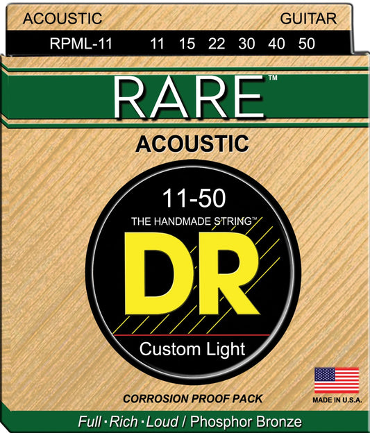 JUEGO DE CUERDAS P/GUIT ELECTROACUSTICA CUSTOM 11/50 "RARE" DR