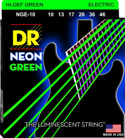 Juego de Cuerdas P/guit Elect Med 10/46 Hi-def Neon Green Dr