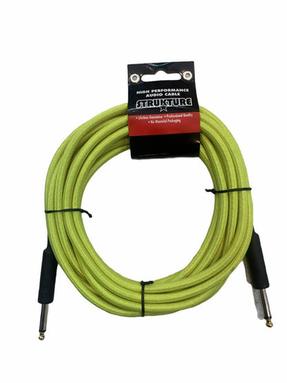Cable Texturizado para Instrumento Strukture Amarillo Neon Plug 1/4 5.7m N