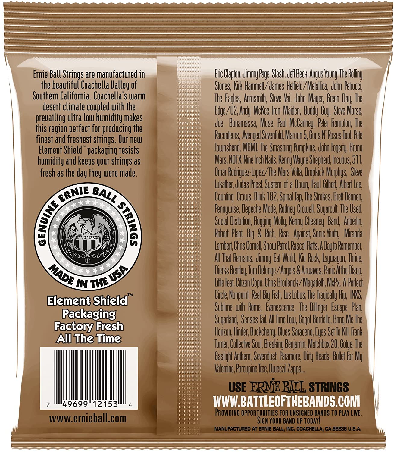 JUEGO DE CUERDAS PARA GUITARRA 12 CDAS, DOCEROLA ERNIE BALL EARTHWOOD PHOSPHOR BRONZE .9-.46 | 2153 N