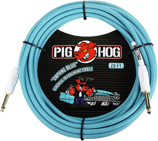 CABLE TEXTURIZADO PARA INSTRUMENTO DAPHNE BLUE 6.10mt 1/4"-1/4" PIG HOG PCH20DB