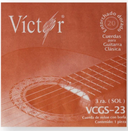Paquete de 6 Cuerdas para Guitarra Clas Victor Nylon Negro 3ra N