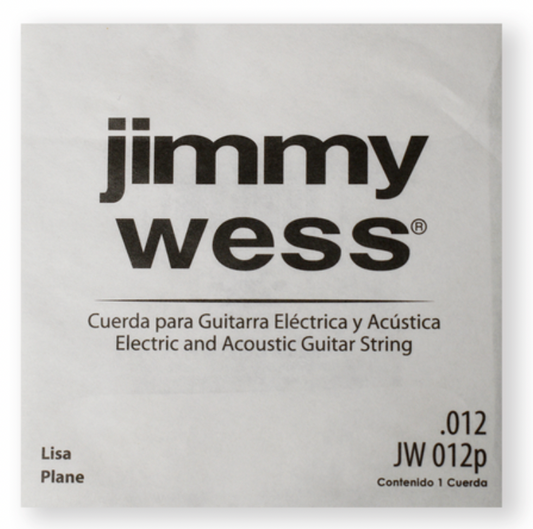 PAQUETE DE CUERDA JIMMY WESS PARA GUITARRA ACUSTICA O ELECTRICA, 2A. ACERO, 0.012 N