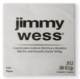 PAQUETE DE CUERDA JIMMY WESS PARA GUITARRA ACUSTICA O ELECTRICA, 2A. ACERO, 0.012 N