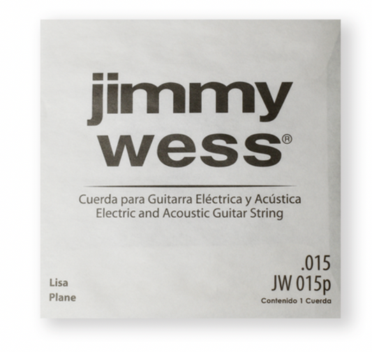 PAQUETE DE CUERDA JIMMY WESS PARA GUITARRA ACUSTICA O ELECTRICA, 2A. ACERO, 0.015 N